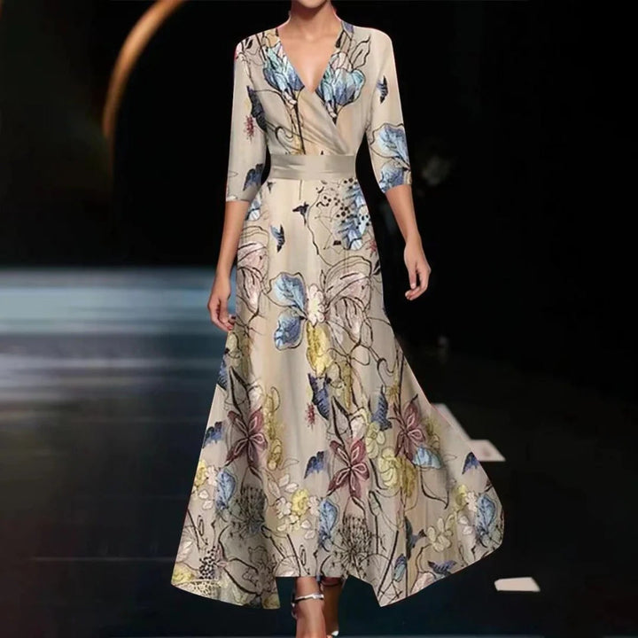 Lorena | Schickes Langes Abendkleid Mit Blumenmuster Für Damen | Maxi