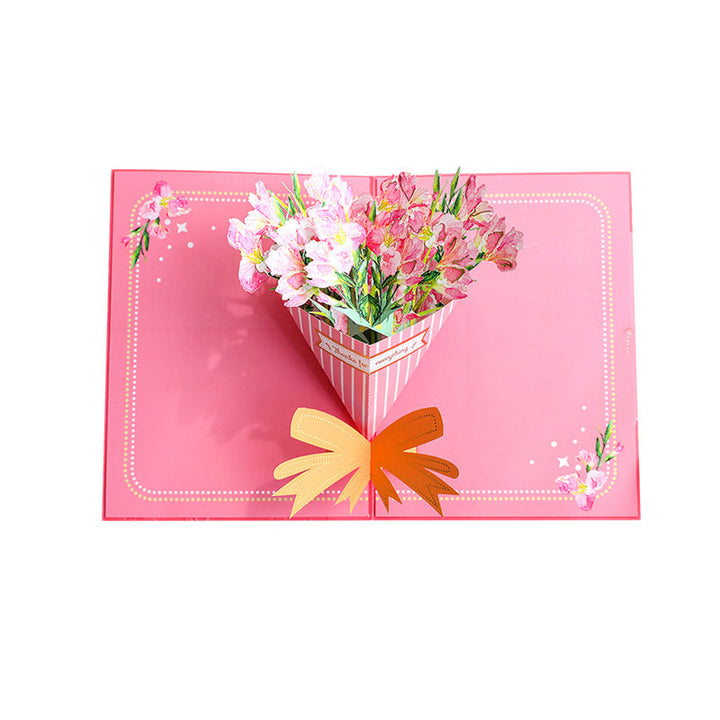 Geschenk zum Muttertag – 3D Aufklappkarte in Rosa mit Umschlag