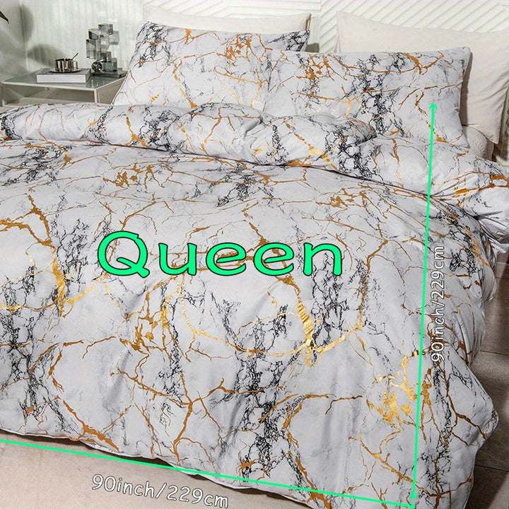 Hot Stamped Marble Quilt Cover and Pillowcase Set