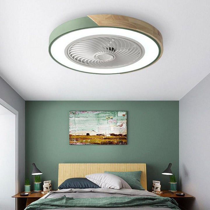 Flush Mount Bladeless Ceiling Light with Adjustable Fan
