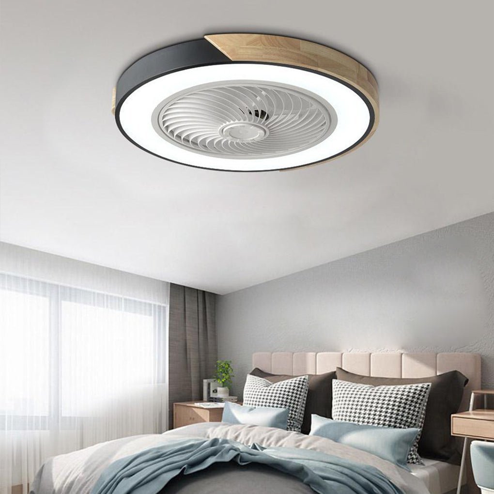 Flush Mount Bladeless Ceiling Light with Adjustable Fan