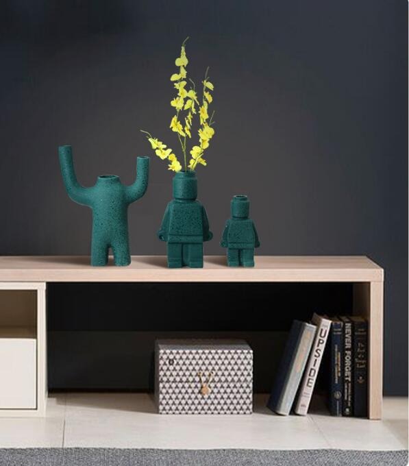 Roboter-Blumentopf im Ziegelstein-Look – Kreativ, Stabil & Pflanzbereit | Originelle Pflanzgefäße für Wohnzimmer, Balkon & Büro