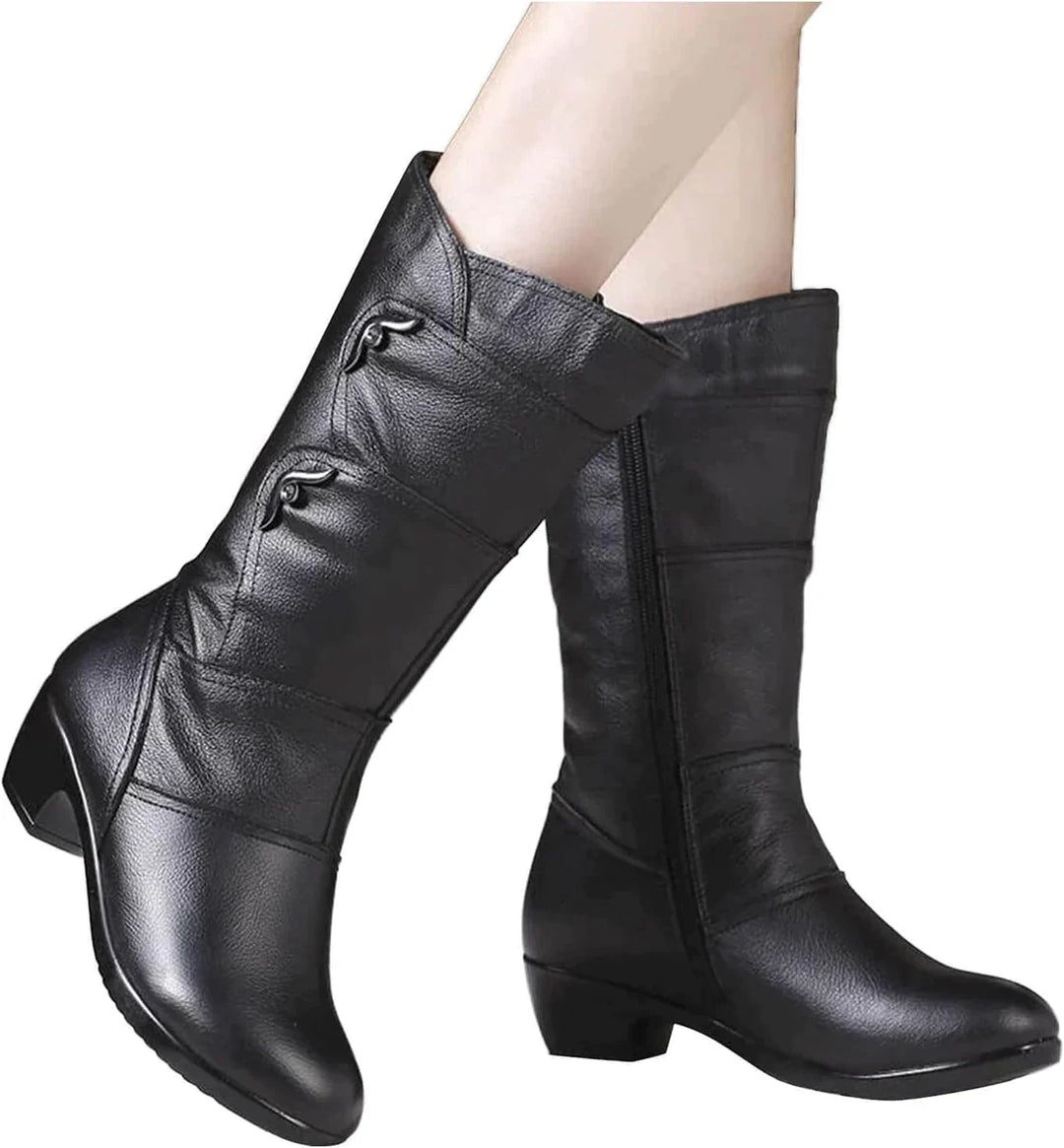 Schwarze Winterstiefel Für Damen | Mit Blockabsatz