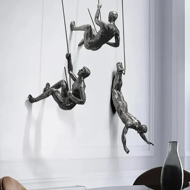 Wanddeko-Set Kletternde Männer – Kreatives & Dynamisches 3D-Design | Moderne Metallkunst für Wohnzimmer, Flur & Büro