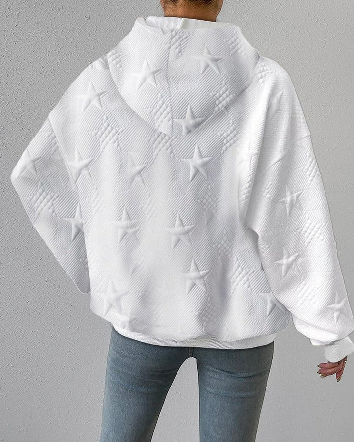 Kapuzenpullover Mit Geprägten Sternen Für Damen | Weiß