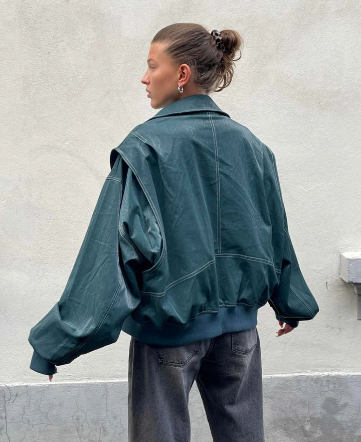 Stylische Leder Bomberjacke Für Damen | Winter
