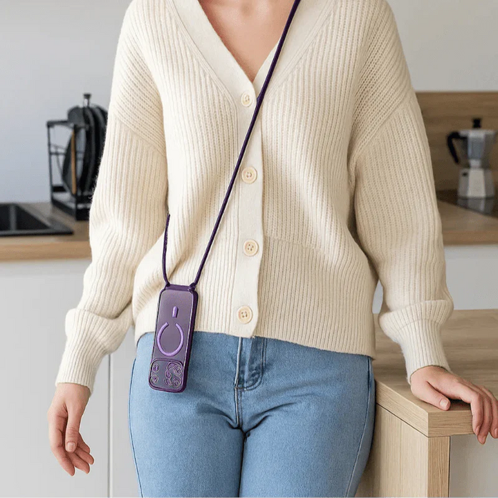 Sistema de Correa Cruzada con Funda Transparente MagSafe para Teléfono