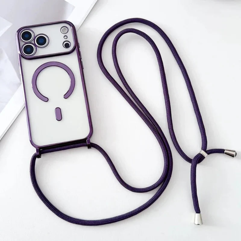 Sistema de Correa Cruzada con Funda Transparente MagSafe para Teléfono