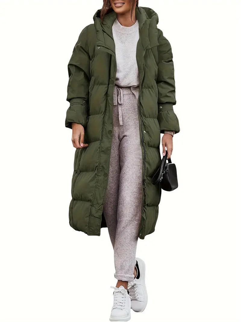 Lange Pufferjacke Mit Kapuze Für Frauen | Winter