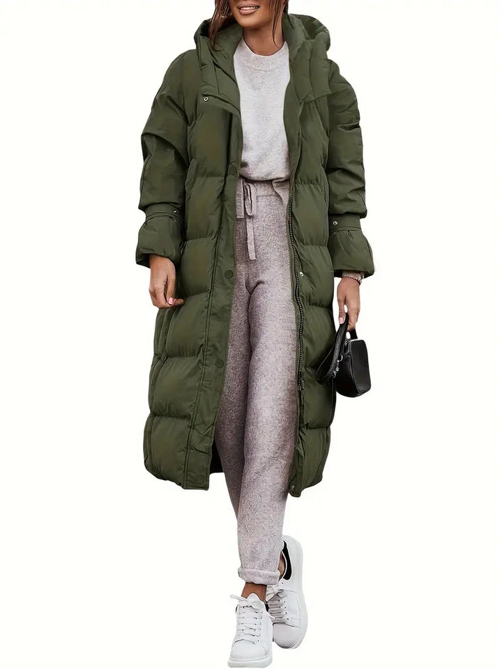 Lange Pufferjacke Mit Kapuze Für Frauen | Winter