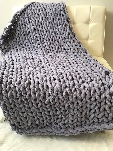 Knitted Throw Blanket Chunky Textured Home Accent Cover