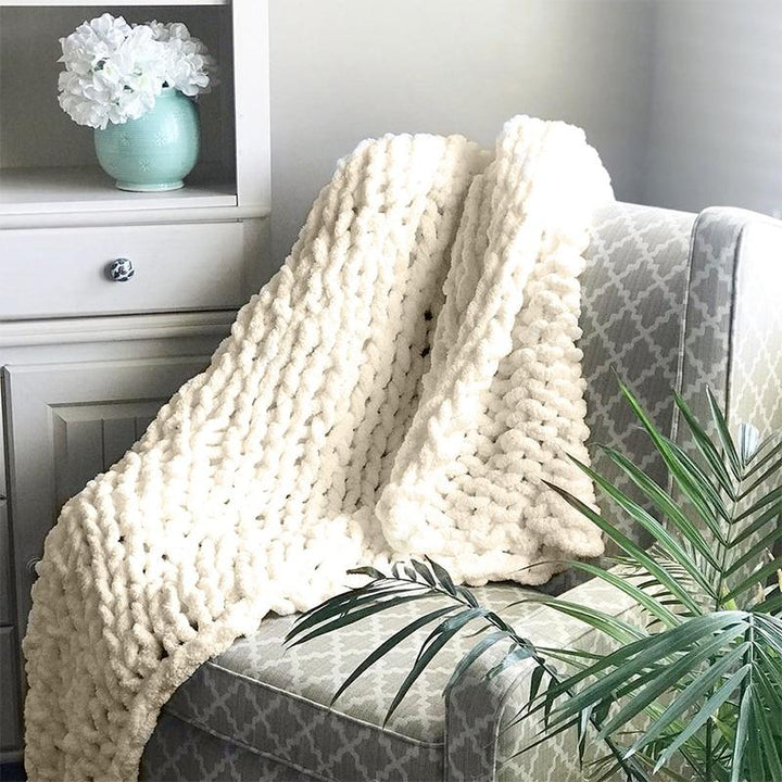Knitted Throw Blanket Chunky Textured Home Accent Cover