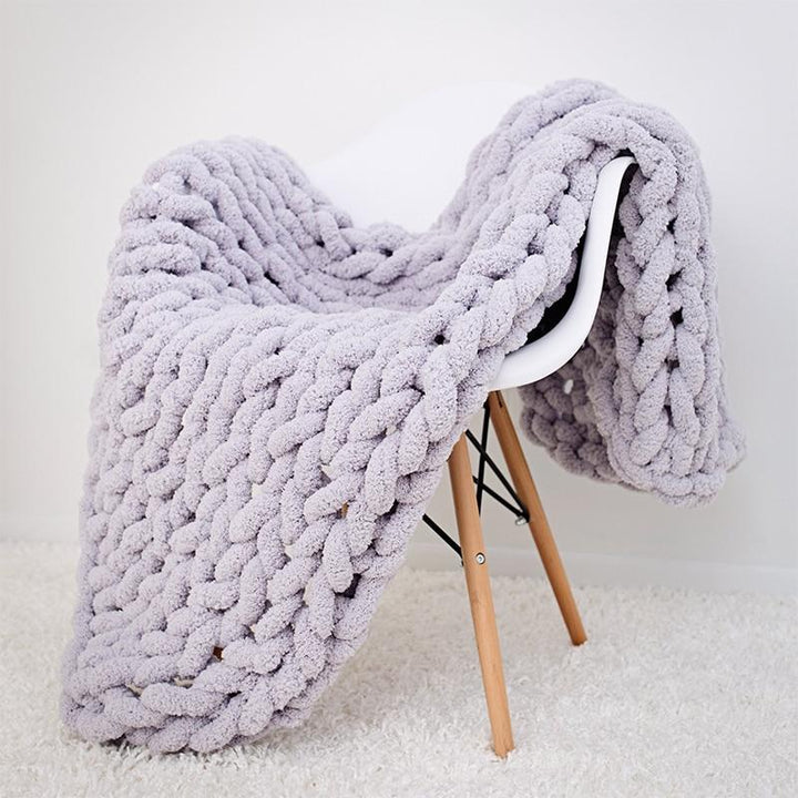 Knitted Throw Blanket Chunky Textured Home Accent Cover