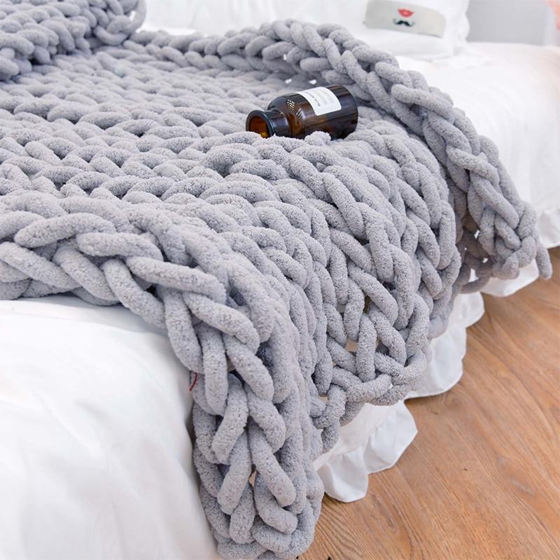 Knitted Throw Blanket Chunky Textured Home Accent Cover
