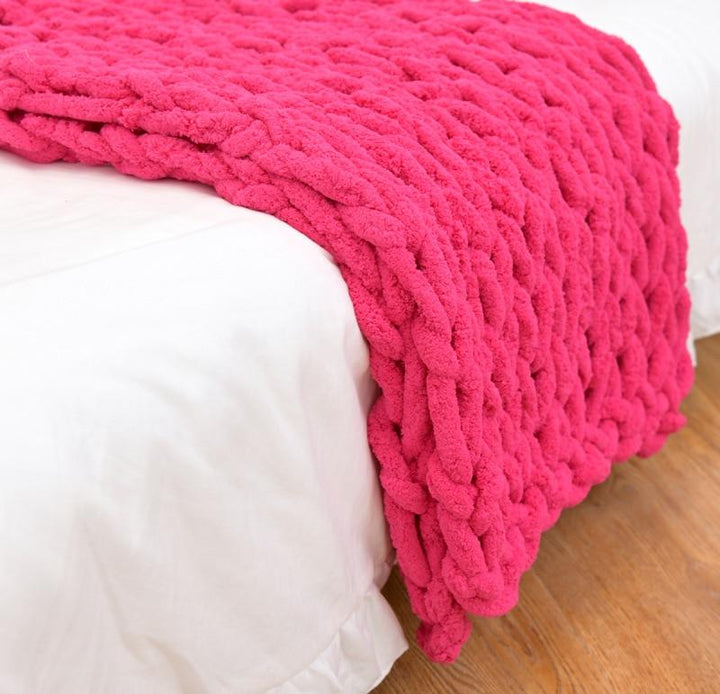 Knitted Throw Blanket Chunky Textured Home Accent Cover