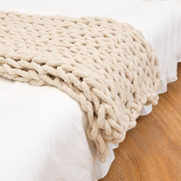 Knitted Throw Blanket Chunky Textured Home Accent Cover