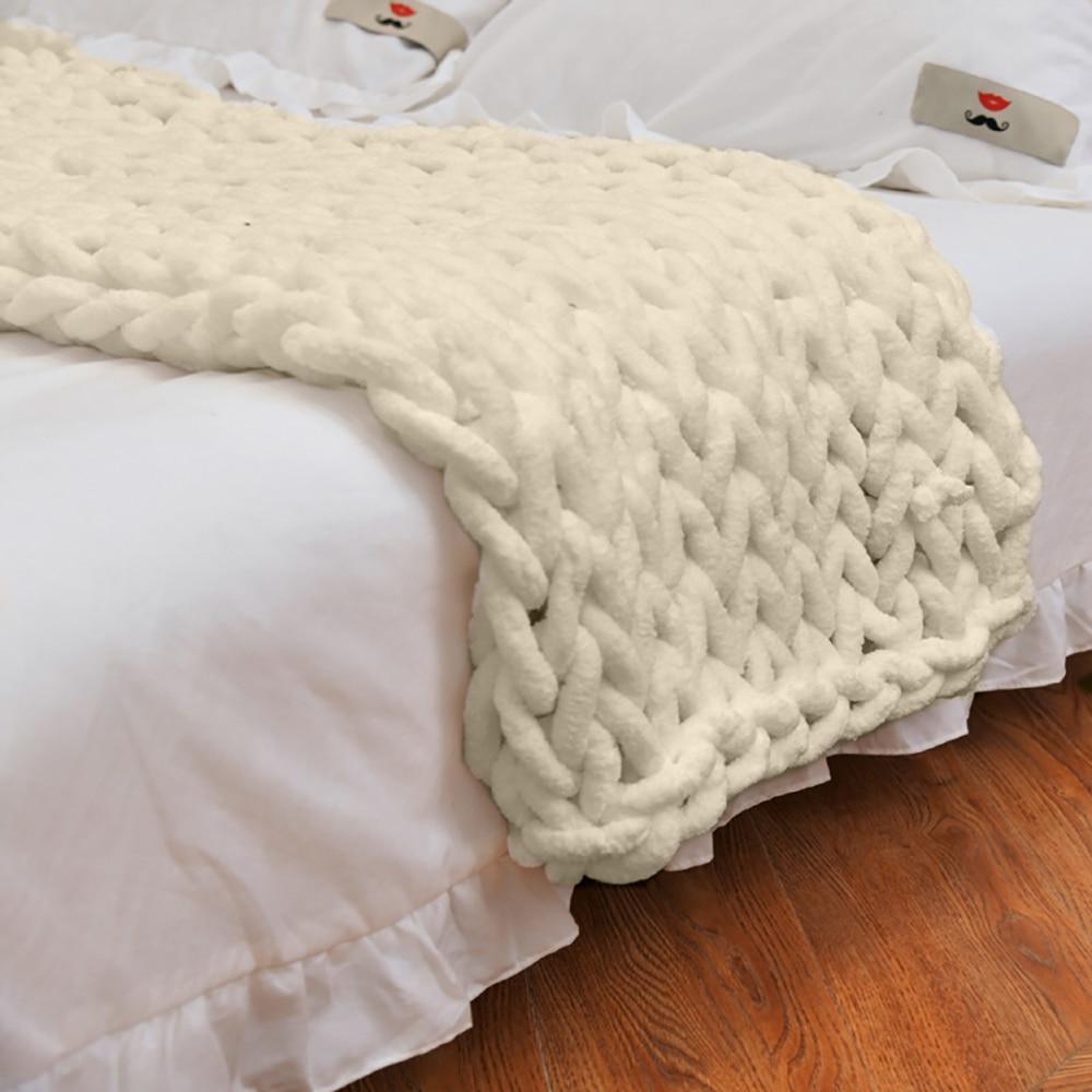 Knitted Throw Blanket Chunky Textured Home Accent Cover