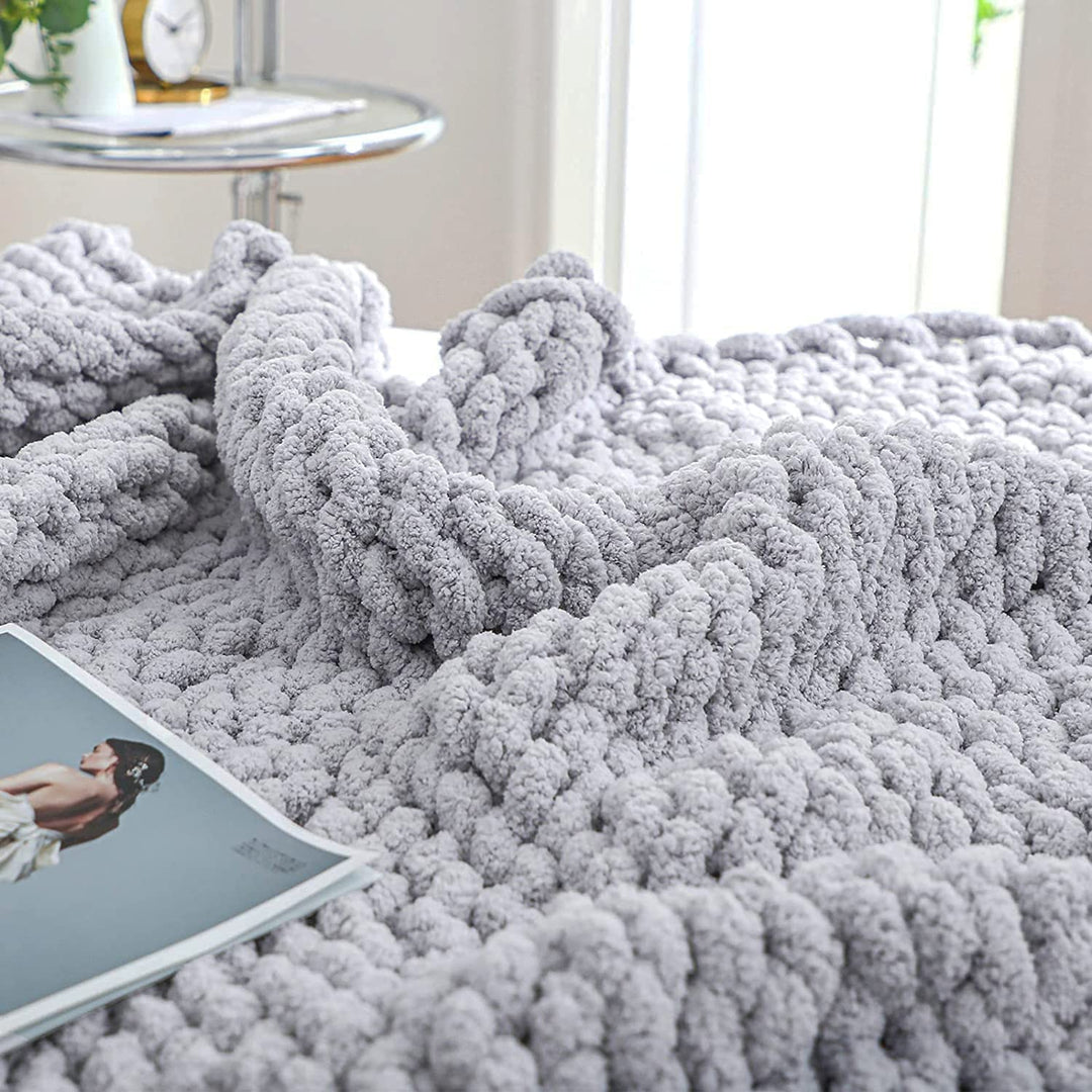 Knitted Throw Blanket Chunky Textured Home Accent Cover
