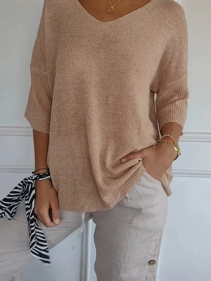Manon | Bequemes Stricktop Mit V-ausschnitt Für Damen