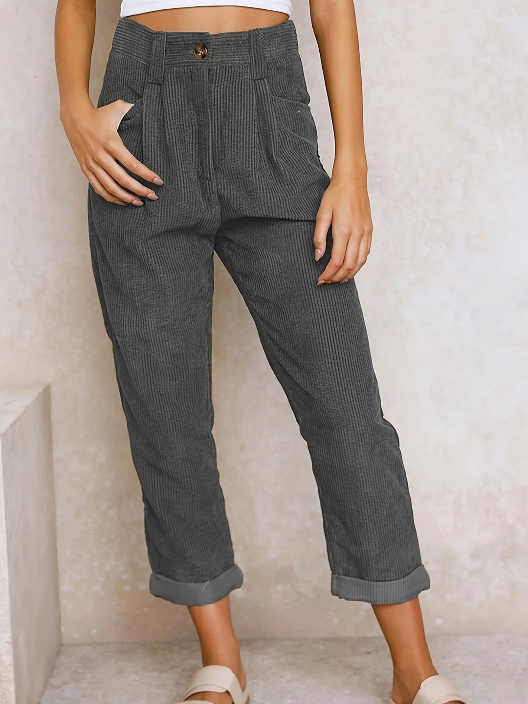 Camila | Chic Hochtaillierte Cordhosen Für Frauen