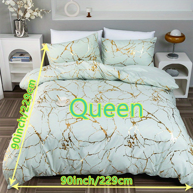 Hot Stamped Marble Quilt Cover and Pillowcase Set
