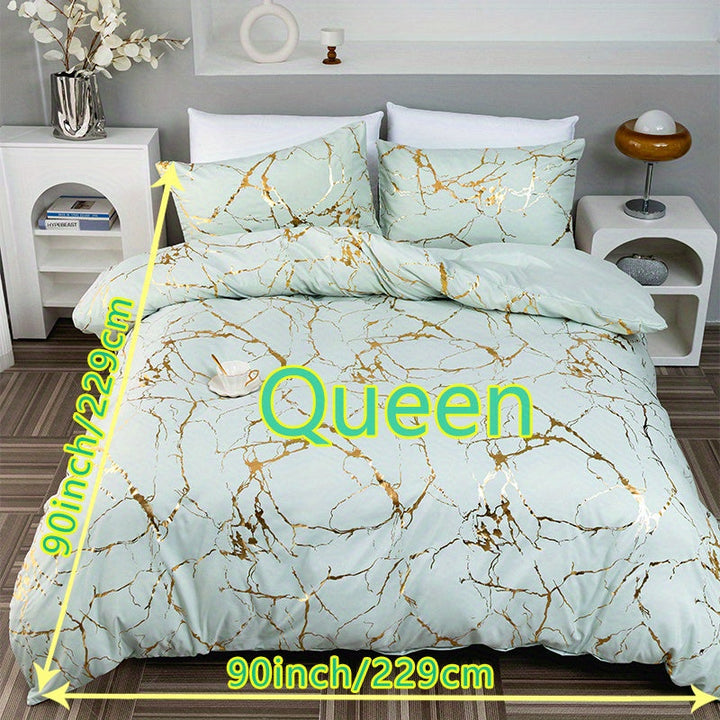 Hot Stamped Marble Quilt Cover and Pillowcase Set