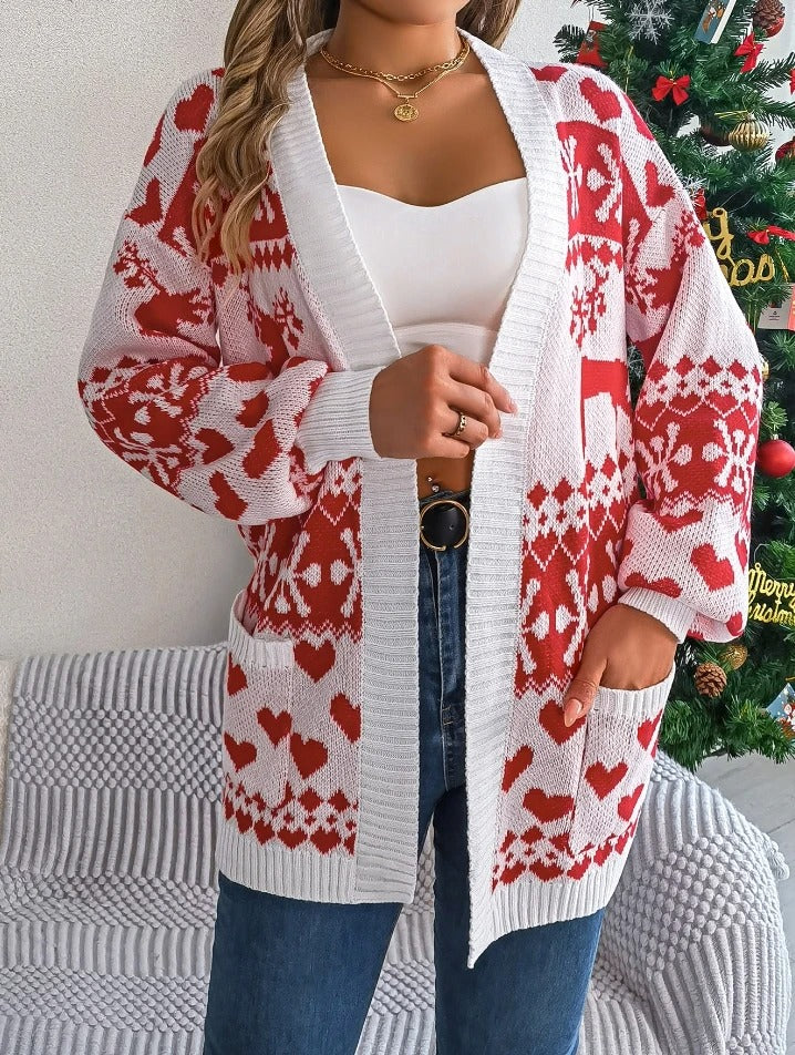 Gestrickter Weihnachts-Pullover Für Damen | Offen Vorne