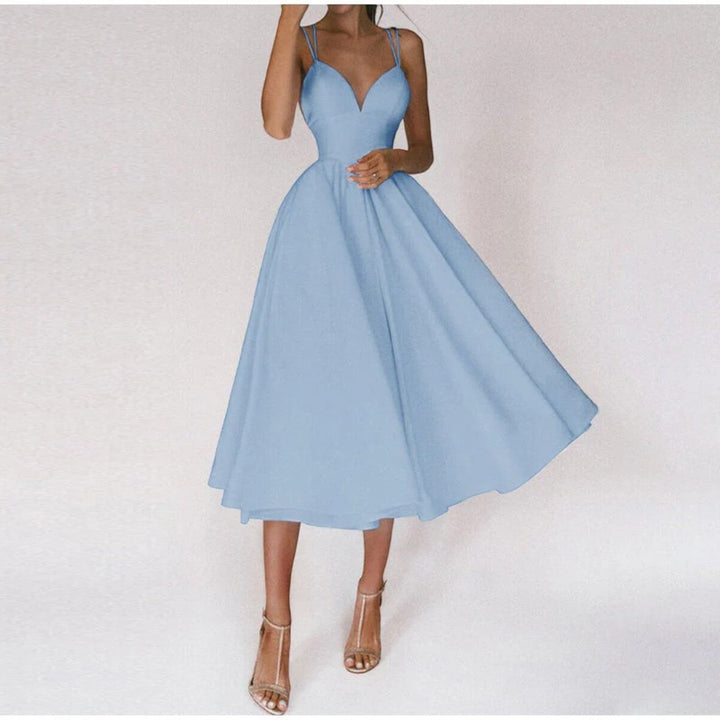 Malia | Elegantes Partykleid Mit V-ausschnitt Für Damen | Midi