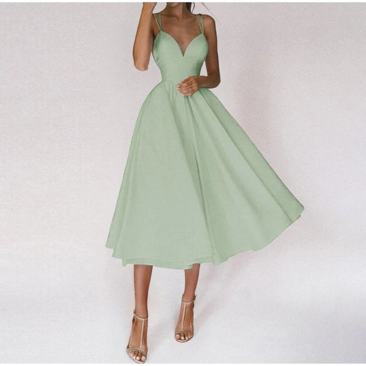 Malia | Elegantes Partykleid Mit V-ausschnitt Für Damen | Midi