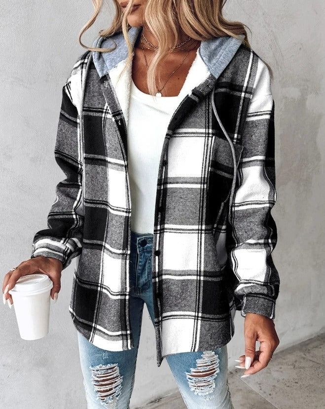 Lässiger Karierter Hoodie Für Frauen | Übergröße