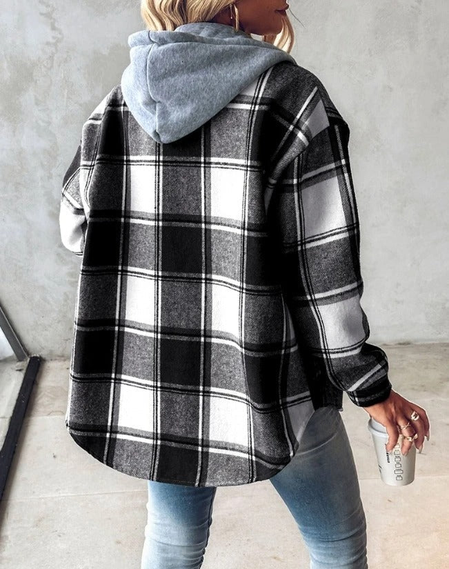 Lässiger Karierter Hoodie Für Frauen | Übergröße