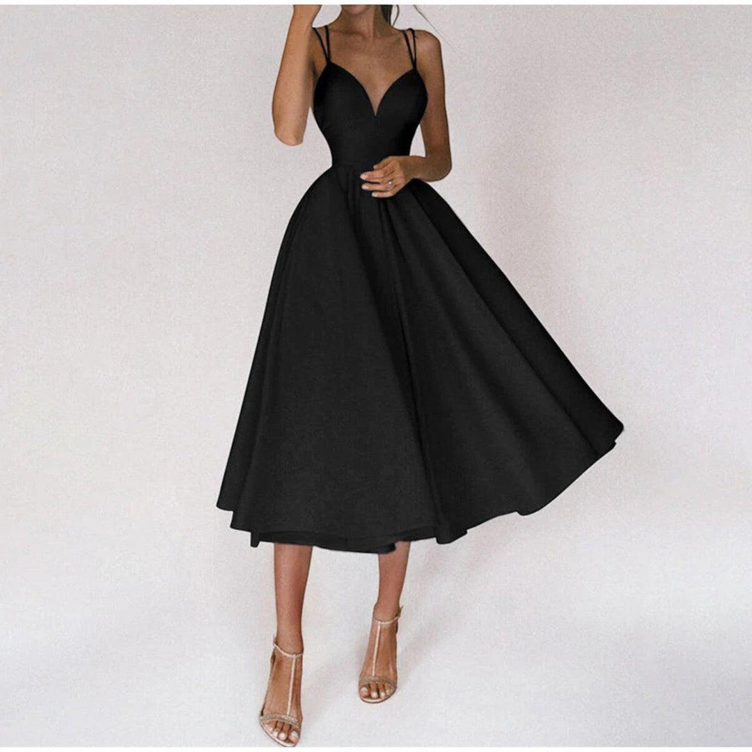 Malia | Elegantes Partykleid Mit V-ausschnitt Für Damen | Midi