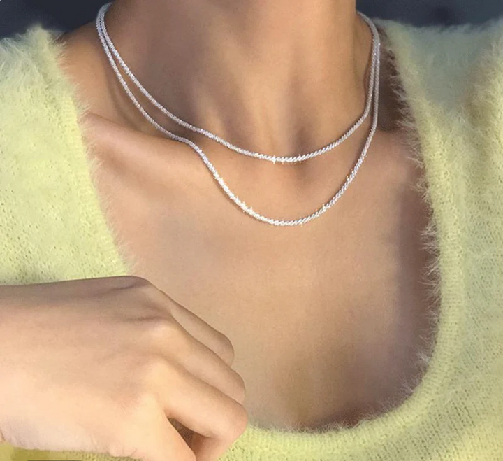 Silbernes Sternenlicht-Halskettenset – Elegant & Funkelnd für jeden Anlass | Zeitloses Schmuckset für Damen