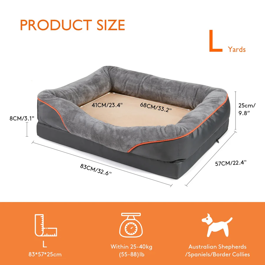 Cushioned Dog Bed with Elevated Sides for Crates