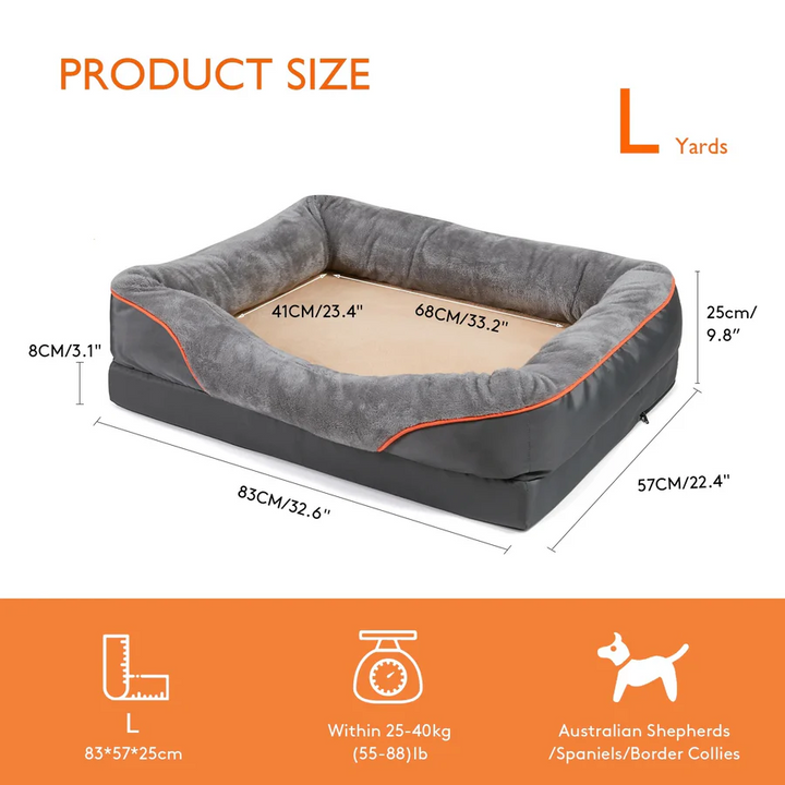 Cushioned Dog Bed with Elevated Sides for Crates