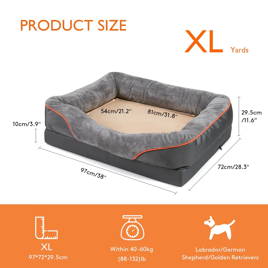 Cushioned Dog Bed with Elevated Sides for Crates
