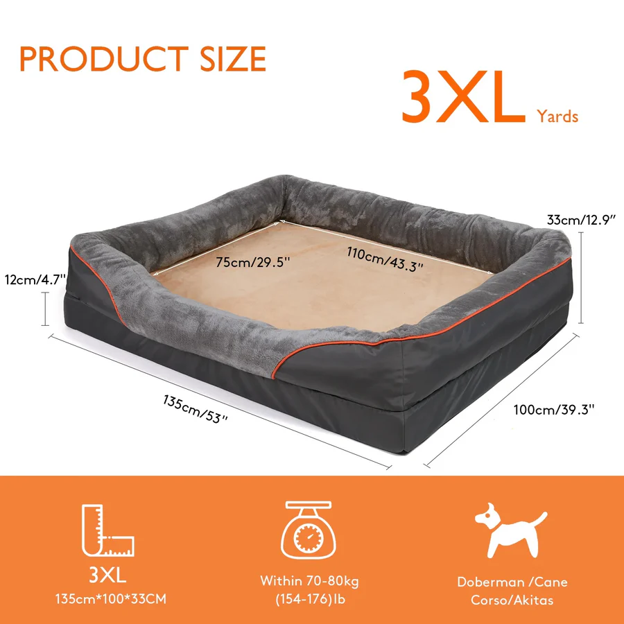Cushioned Dog Bed with Elevated Sides for Crates