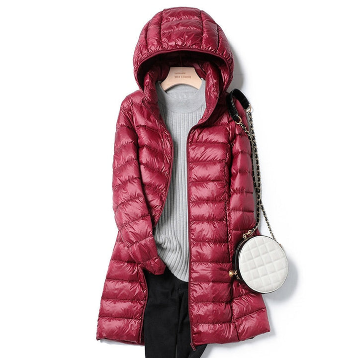 Lange Pufferjacke Mit Kapuze Für Frauen | Warm
