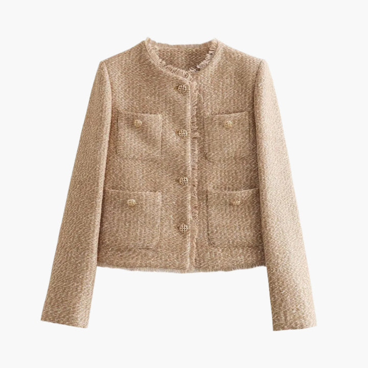 Klassische Kurze Tweedjacke Für Damen | Mehrere Taschen