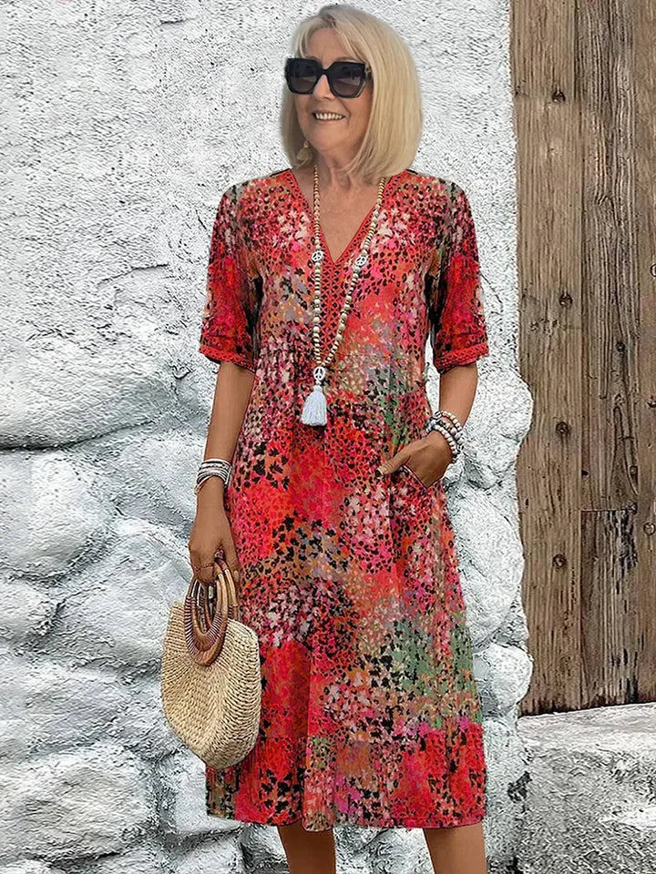 Elegantes Blumenkleid in Midi-Länge – Feminin & Stilvoll für jeden Anlass | Midi Kleid