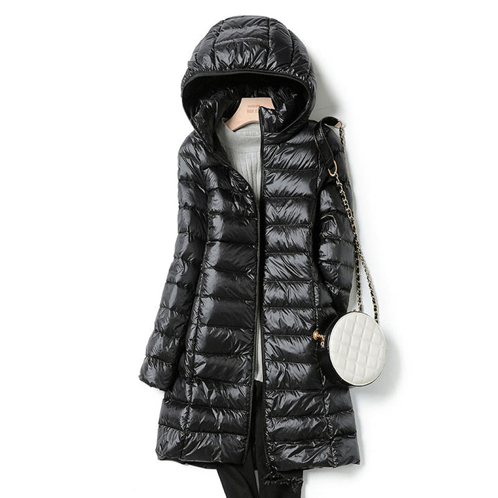 Lange Pufferjacke Mit Kapuze Für Frauen | Warm