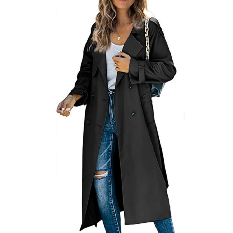 Trenchcoat Mit Verstellbaren Bündchen Für Frauen | Lang