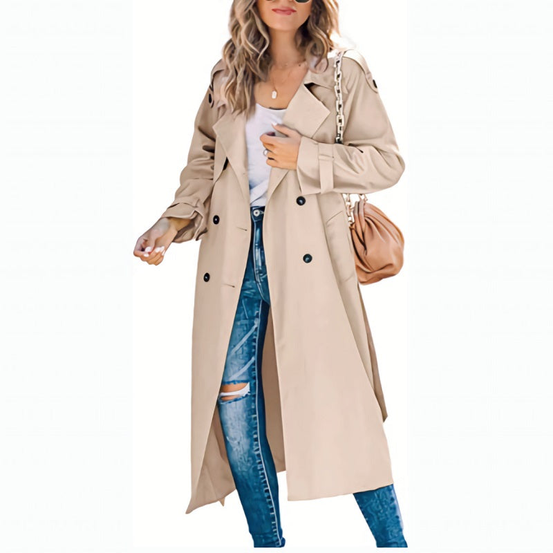 Trenchcoat Mit Verstellbaren Bündchen Für Frauen | Lang