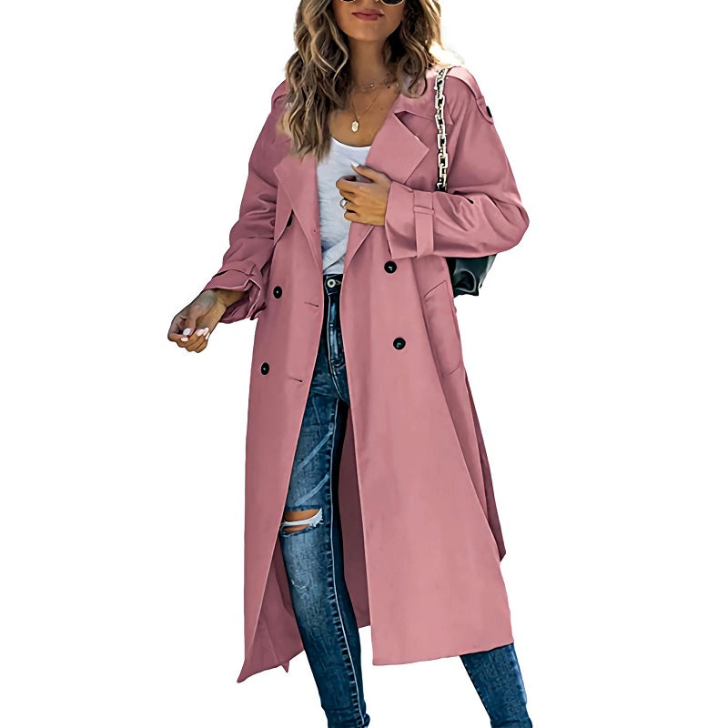 Trenchcoat Mit Verstellbaren Bündchen Für Frauen | Lang