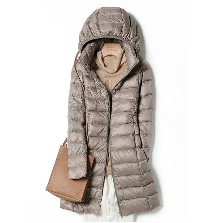Lange Pufferjacke Mit Kapuze Für Frauen | Warm