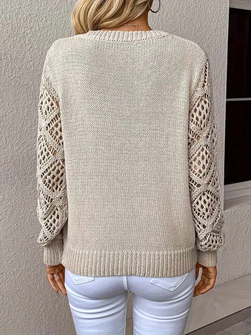 Lässiger Strickpullover Mit V-ausschnitt Für Damen | Langarm