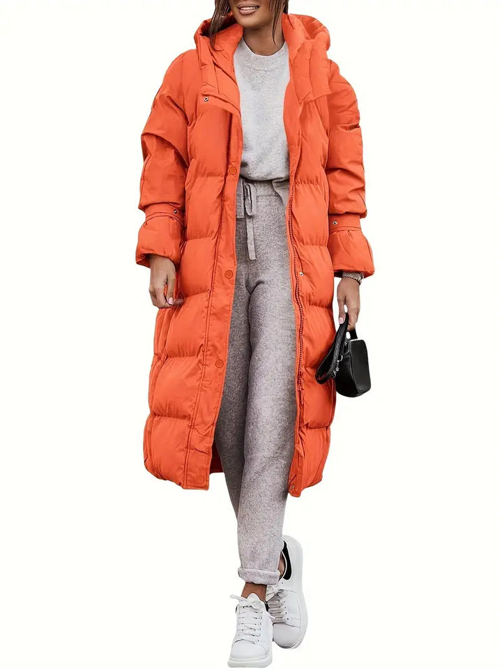Lange Pufferjacke Mit Kapuze Für Frauen | Winter