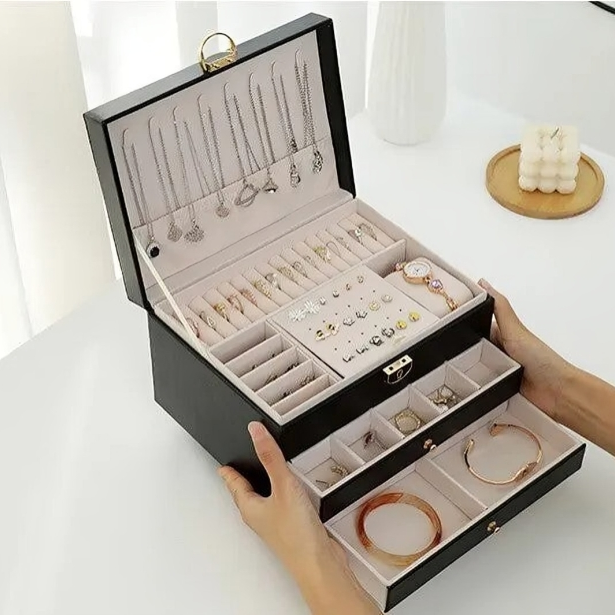 Multi-Level Jewellery Organizer Box Space-Saving Accessory Storage