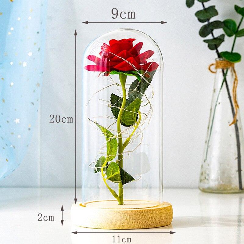 Romantic LED Rose Ornament Light Up Dome Gift