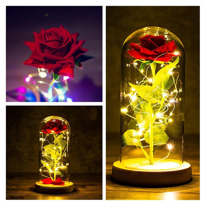 Romantic LED Rose Ornament Light Up Dome Gift
